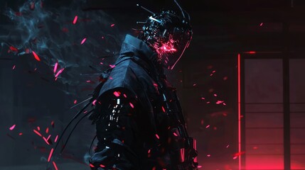 Glowing Swordsmith Forging a Blade in a Futuristic Setting