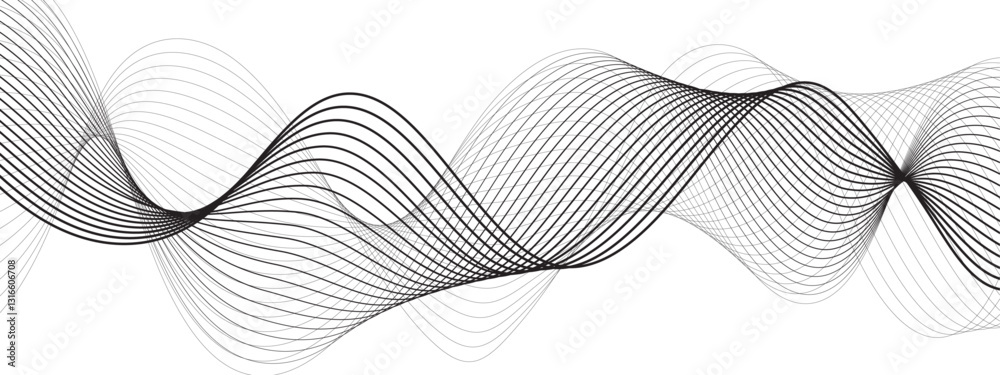 Leinwandbilder Abstract Flowing lines wave Halftone texture Curve shape on white background. 3D vector wave lines with gradients. Striped ribbons vector background with lines. Curve flow motion lines, Modern design
