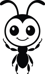 Fototapeta premium Cute Ant Character: A charming ant character illustration. This drawing has a whimsical and cute with smiling.