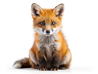 Fototapeta premium An endearing red fox kit portrait, isolated and captivating. Wildlife photography at its cutest.