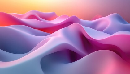 Obraz premium Abstract rendered landscape of flowing smooth colorful waves and hills