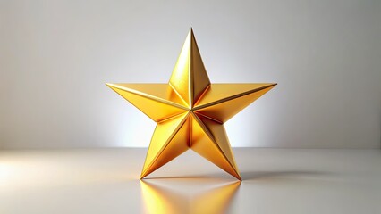 Obraz premium A single golden star shines against a pristine white backdrop, embodying celestial minimalism.