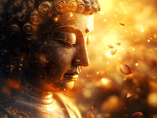 Enlightened Buddha Radiating Serenity and Spiritual Wisdom