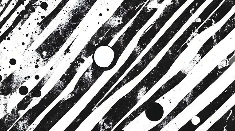 Leinwandbilder vibrant monochrome abstract grunge texture with splattered ink stripes and bold geometric shapes cre