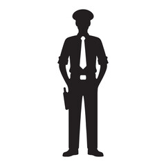 Event Security Guard silhouette, maintaining order in large gatherings - Security Guard illustration - Minimalist Security Guard vector - Profession silhouette
