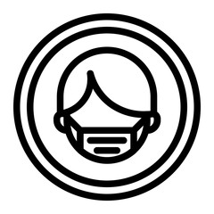 mask wearing area line icon