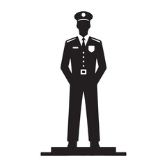 Retail Security Guard silhouette, ensuring safety in public spaces - Security Guard illustration - Minimalist Security Guard vector - Profession silhouette
