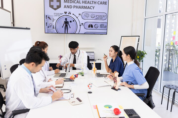Group of Asian doctor working together and brainstorm at the clinic, Healthcare and medical meeting...