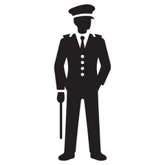 Trustworthy Security Guard silhouette, a pillar of safety and protection - Security Guard illustration - Minimalist Security Guard vector - Profession silhouette
