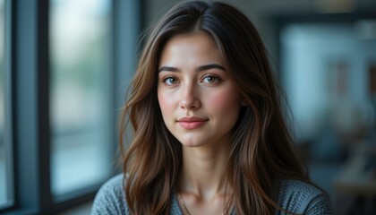 Fototapeta premium Beautiful Woman Portrait, Natural Makeup - Authenticity