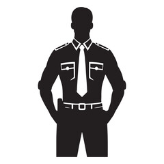 Reliable Security Guard silhouette, trusted to ensure safety - Security Guard illustration - Minimalist Security Guard vector - Profession silhouette
