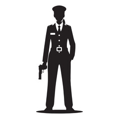 Resilient Security Guard silhouette, ready to face any challenge - Security Guard illustration - Minimalist Security Guard vector - Profession silhouette
