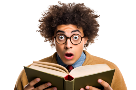  Writer with Glasses – Deep Thinking Isolated on Transparent Background