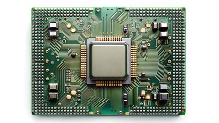 Abstract Digital Circuit Board with Central Processing Unit: Futuristic Tech Background