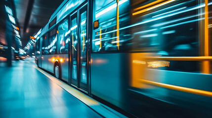 Fast Moving Urban Bus In Dark Tunnel