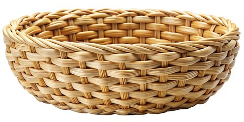 Close-up Texture of Intricate Woven Wicker Basket, Natural Brown Rattan Pattern