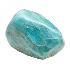 Fototapeta premium A Polished Chunk of Amazonite with Smooth Teal Blue Isolated on Transparent Background