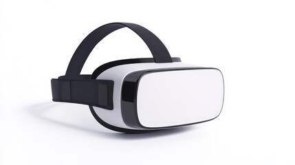 A sleek virtual reality headset designed for immersive experiences, featuring a minimalist white and black design.
