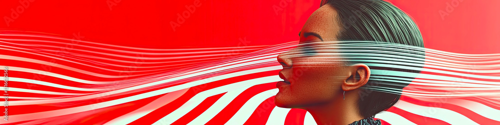 Poster Glowing Waves Flow From the Scalp, Illuminating a Tranquil Journey Along the Spine