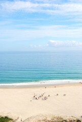 Beach holiday starts with a swim.