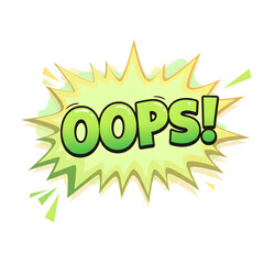 A Vibrant Green Oops Comic Book Style Speech Bubble Graphic Design Element
