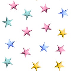 Obraz premium Abstract Hand Drawing 3D Emboss Rubber Balloon Plastic Cute Stars Seamless Baby Textile Pattern with Isolated Background