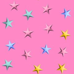 Obraz premium Abstract Hand Drawing 3D Emboss Rubber Balloon Plastic Cute Stars Seamless Baby Textile Pattern with Isolated Background