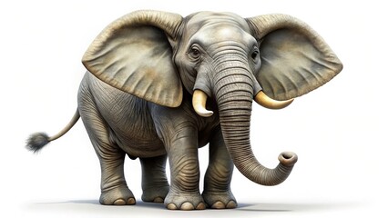 Fototapeta premium Happy Elephant in Lush Green Meadow - Stock Photo