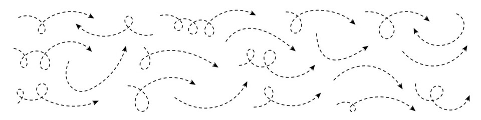 Curved dotted arrow. Zigzag arrow stripes design with dotted lines.