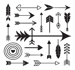 Black Arrow Silhouette Vector Set - Directional Symbols & Decorative Elements