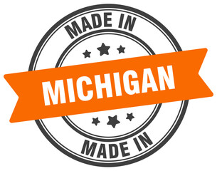 Fototapeta premium Made in Michigan round sign. Made in Michigan stamp.