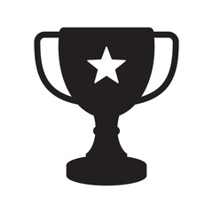 Trophy cup with star icon, winner cup, victory cup icon. Reward symbol for web and mobile.