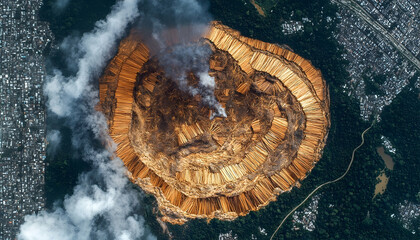 Aerial View Of Wildfire Burning Through Landscape