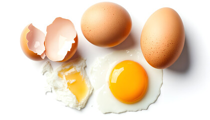 Ingredient for making breakfast - eggs, isolated on white background