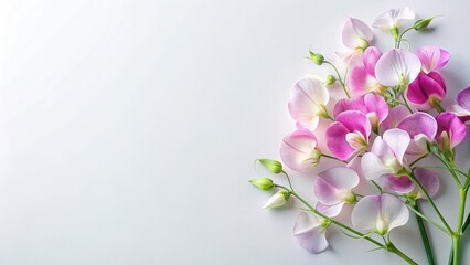 Obraz premium Minimalist Sweet Pea Flat Lay: Modern & Futuristic Floral Design