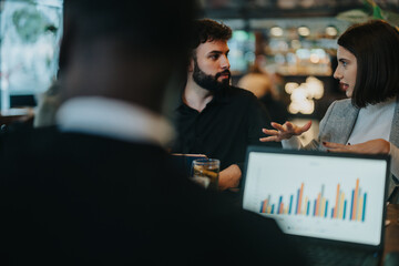 Team members brainstorm and strategize during a collaborative business meeting, focusing on growth and analysis.