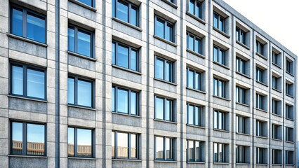 Modern Concrete Office Building with Numerous Windows - Urban Business District Commercial Real Estate