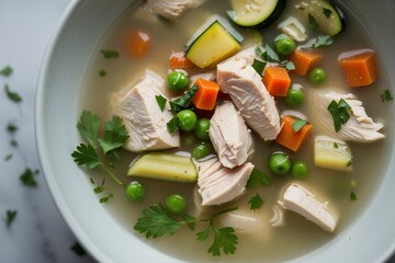 Chicken Soup, Vegetables, Homemade Soup, Healthy Meal, Food Photography, Close Up, Comfort Food, Broth, Natural Ingredients, Warm Soup, Simple Soup, Culinary Preparation
