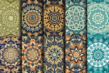 Colorful geometric patterns showcasing intricate mandala designs in vibrant hues.