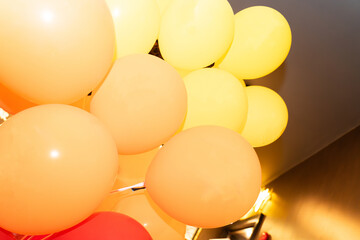 Colorful party balloons background, New Year idea, birthday decoration or party decoration