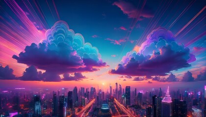 Fototapeta premium Imagination soars in this cybernetic wonderland. 