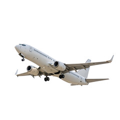 airplane in the sky cut out on white transparent background 