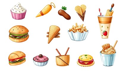 Cute Food Pairings - Smudged Paintbrush Strokes Illustration