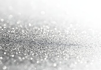 Close up of Silver Glitter Sparkling with Bokeh Effect for Glamorous Design
