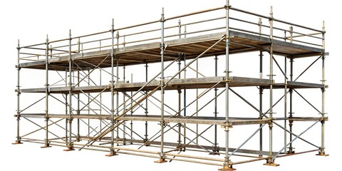 Vintage Wooden Scaffolding Isolated on Transparent PNG - Construction Retro Element