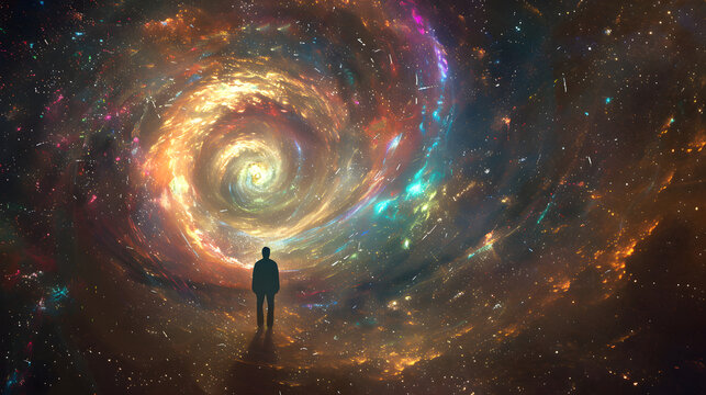 Conceptual Art Depicting Theory of Time Travel Amidst Cosmos