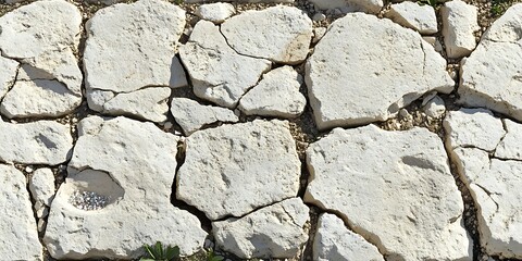 Obraz premium Cracked stone path, ground detail