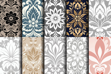 Elegant vintage floral patterns in various color palettes and styles.
