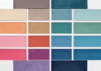 Fototapeta premium Fabric swatches in various colors for interior design selection process
