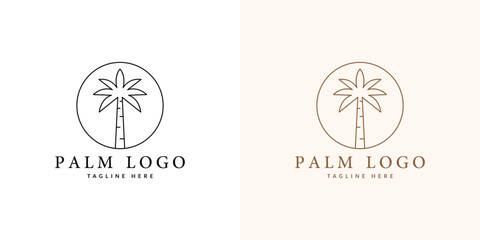 palm logo line art icon vector illustration